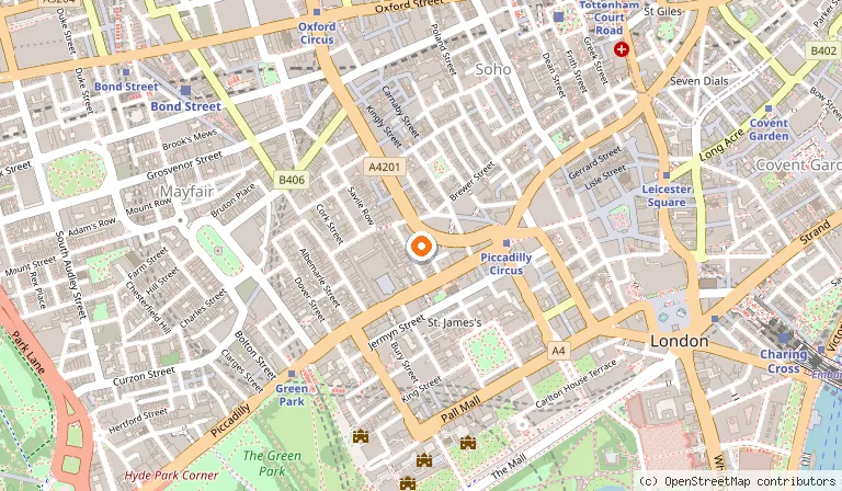 Map showing the location of Gaucho Piccadilly in London