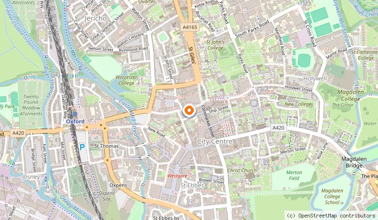 Map showing the location of George Street Hotel in Oxford