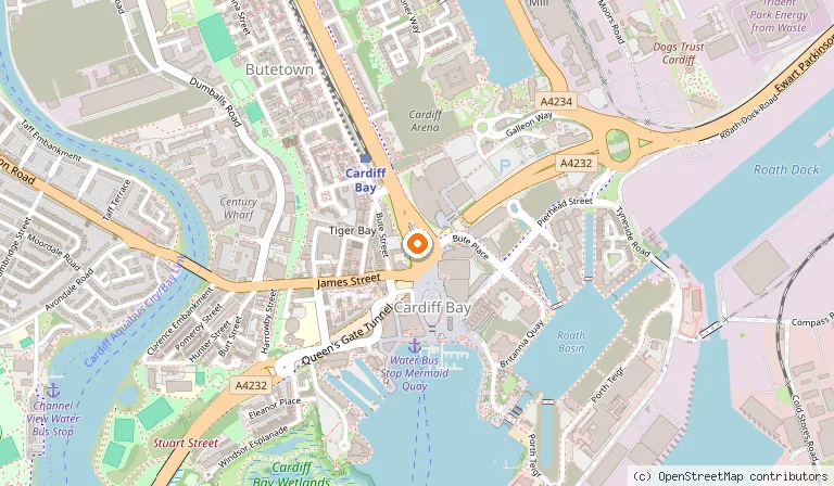 Map showing the location of Giovanni's In The Bay in Cardiff