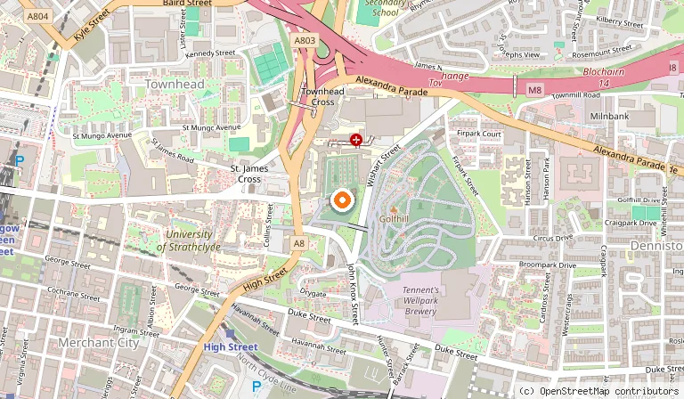 Map showing the location of Glasgow Cathedral in Glasgow