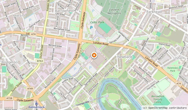 Map showing the location of Glasgow International Arena in Glasgow