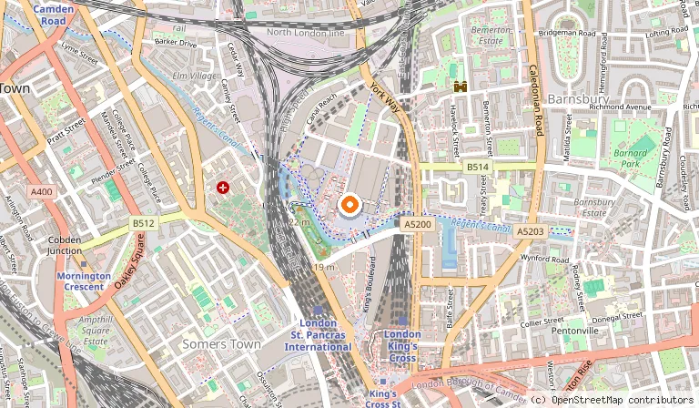 Map showing the location of Granary Square Brasserie in London