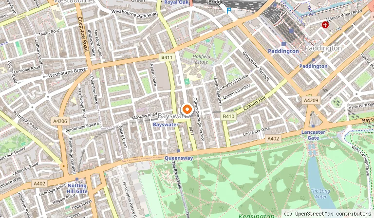 Map showing the location of Grand Royale Hyde Park in London