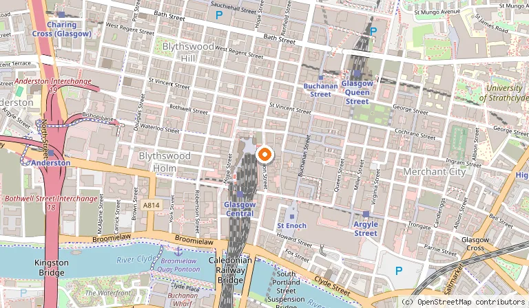 Map showing the location of Grasshoppers Hotel Glasgow in Glasgow