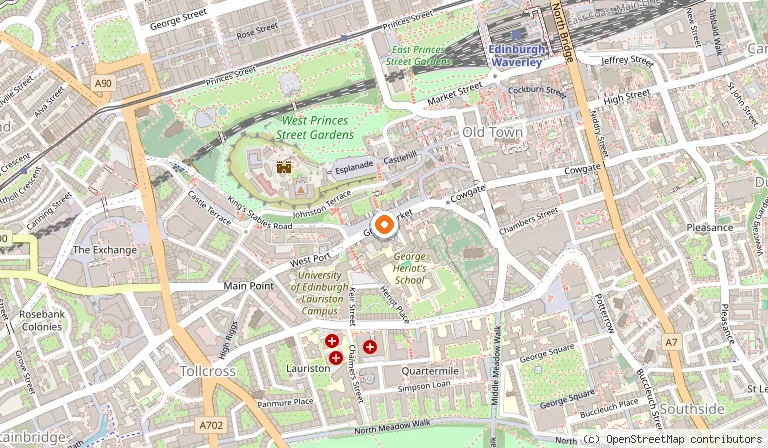 Map showing the location of Grassmarket in Edinburgh
