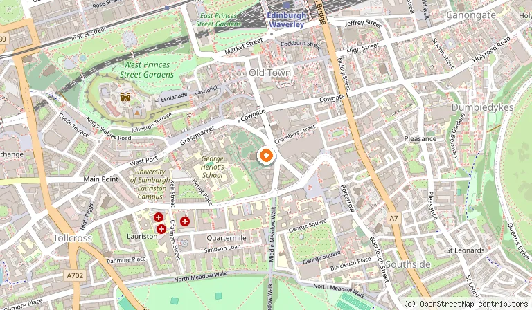 Map showing the location of Greyfriars Bobby's Grave in Edinburgh