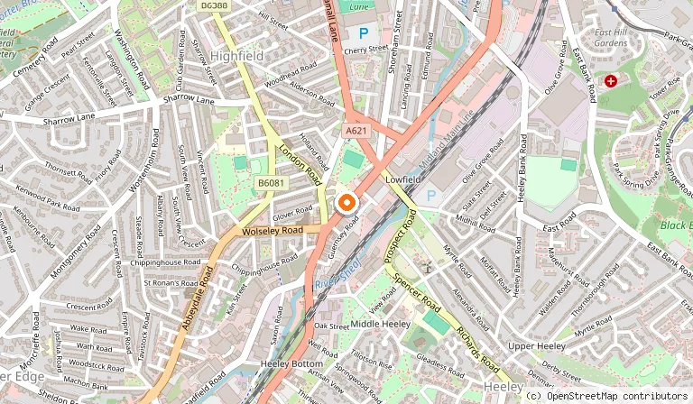Map showing the location of Hagglers Corner in Sheffield