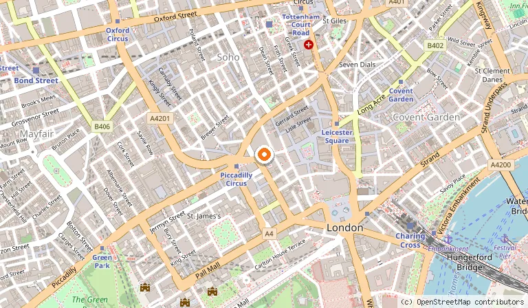 Map showing the location of Haidilao Hot Pot London Piccadilly in London