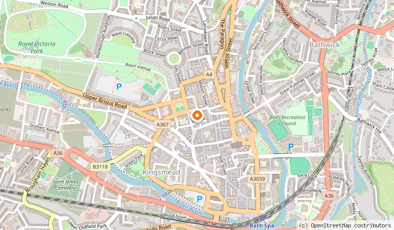 Map showing the location of Harington's Hotel in Bath