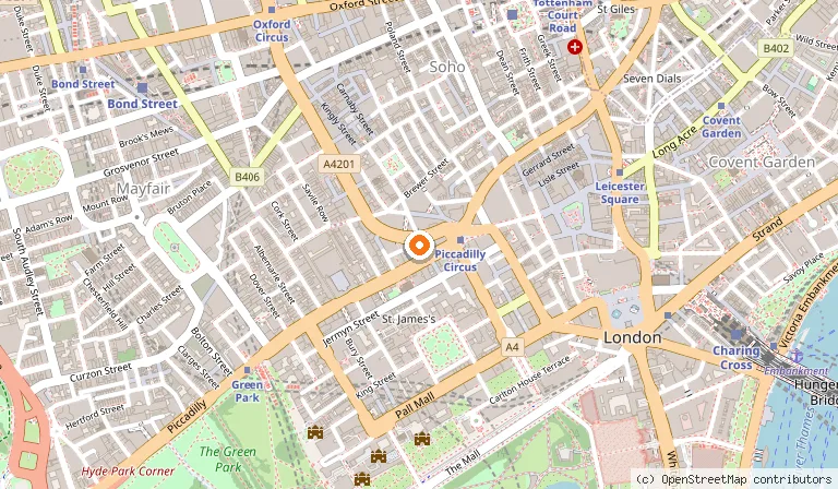 Map showing the location of Hawksmoor Air Street in London
