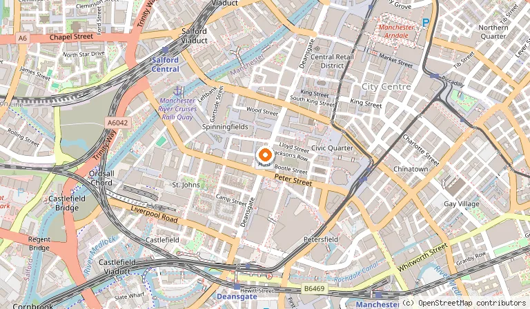 Map showing the location of Hawksmoor Manchester in Manchester