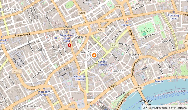 Map showing the location of Hawksmoor Seven Dials in London