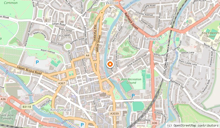Map showing the location of Henrietta House, a member of Radisson Individuals in Bath