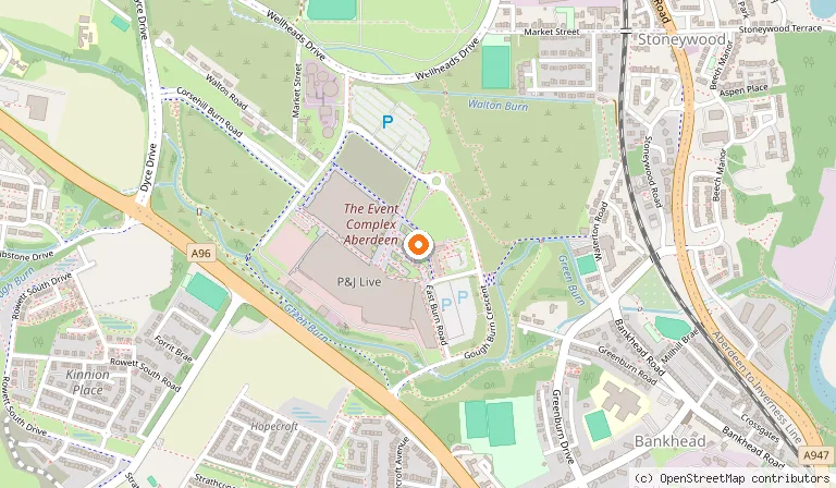 Map showing the location of Hilton Aberdeen TECA in Aberdeen
