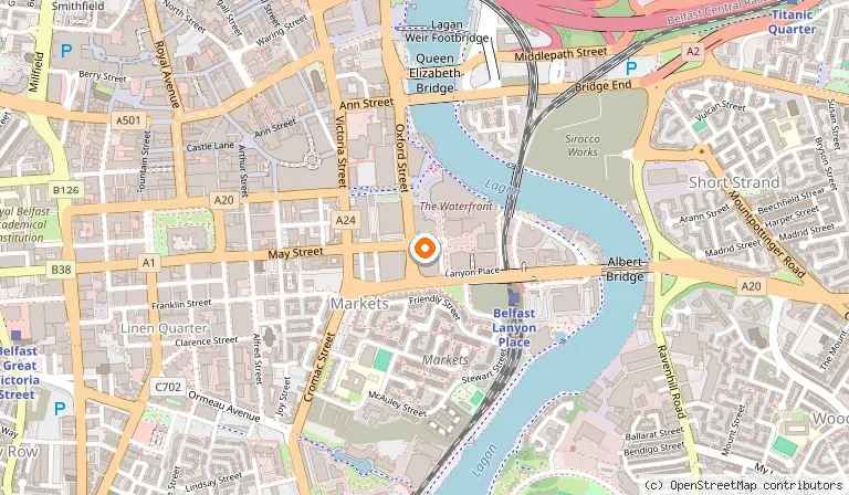 Map showing the location of Hilton Belfast in Belfast