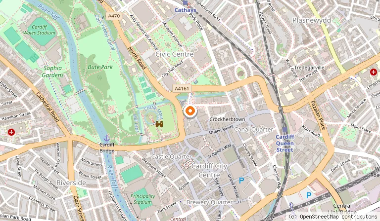 Map showing the location of Hilton Cardiff in Cardiff