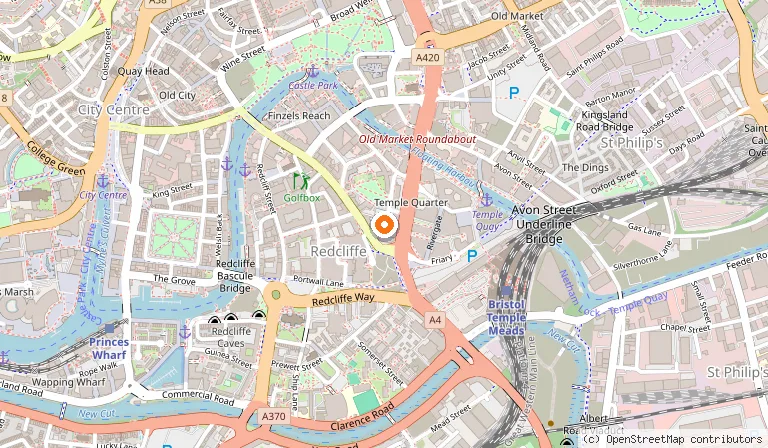 Map showing the location of Hilton Garden Inn Bristol City Centre in Bristol