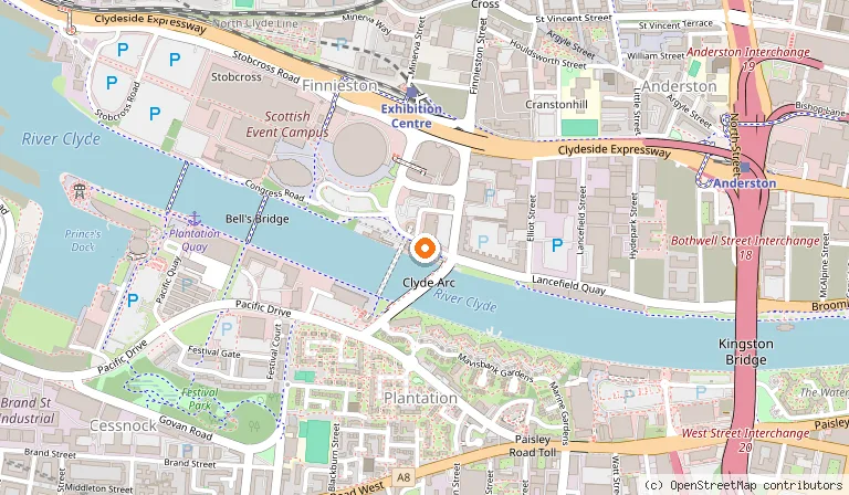 Map showing the location of Hilton Garden Inn Glasgow City Centre in Glasgow