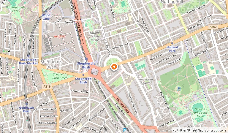 Map showing the location of Hilton London Kensington in London