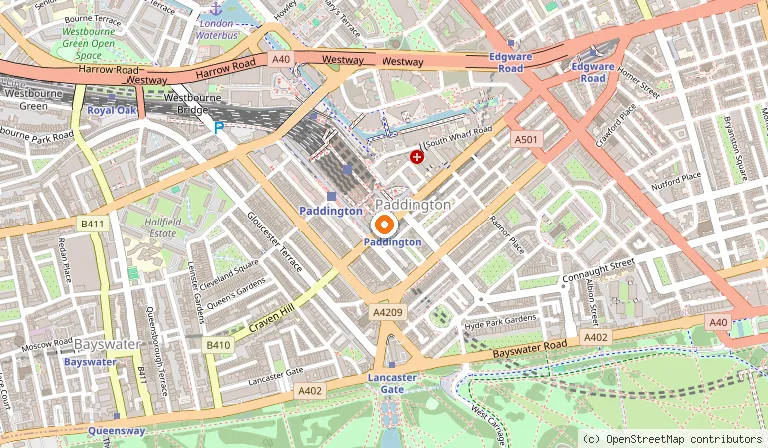 Map showing the location of Hilton London Paddington in London