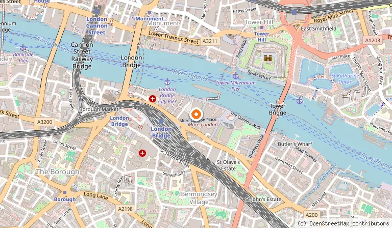 Map showing the location of Hilton London Tower Bridge in London