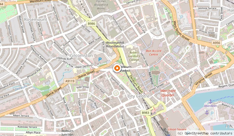 Map showing the location of His Majesty's Theatre in Aberdeen