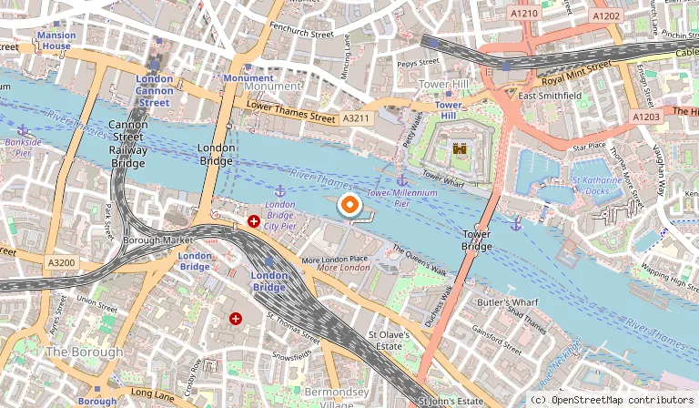 Map showing the location of HMS Belfast in London
