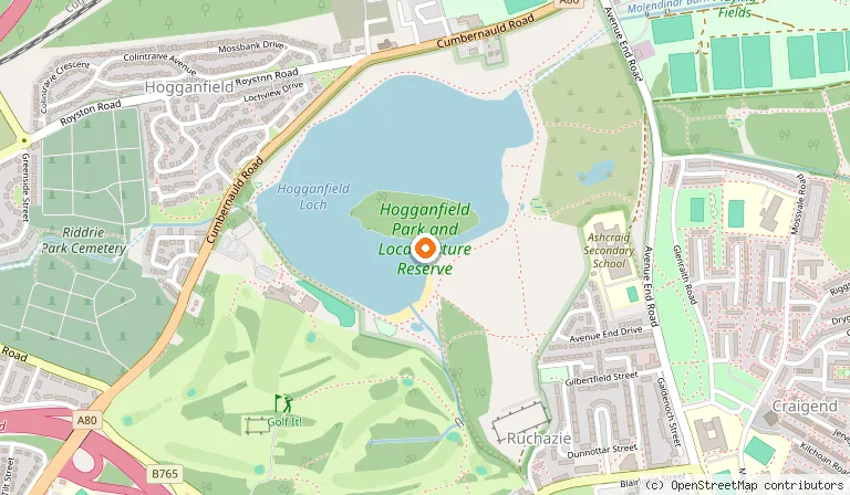 Map showing the location of Hogganfield Park in Glasgow