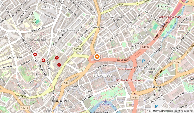 Map showing the location of Holiday Inn Bristol City Centre in Bristol