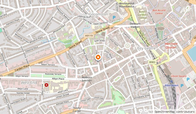 Map showing the location of Holiday Inn Express Aberdeen City Centre by IHG in Aberdeen