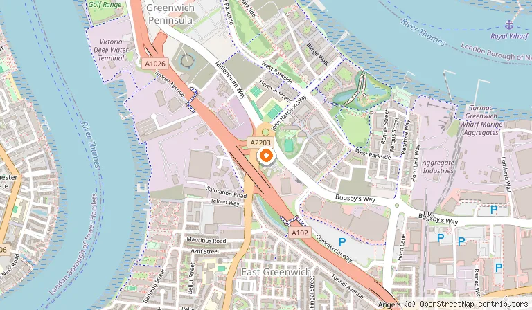 Map showing the location of Holiday Inn Express London - Greenwich by IHG in London