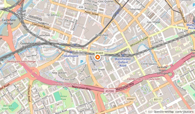 Map showing the location of HOME Manchester in Manchester