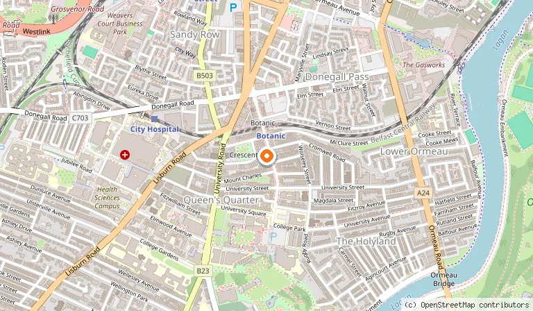 Map showing the location of House Belfast Hotel in Belfast