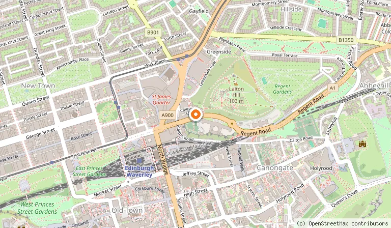 Map showing the location of Howies Waterloo Place in Edinburgh