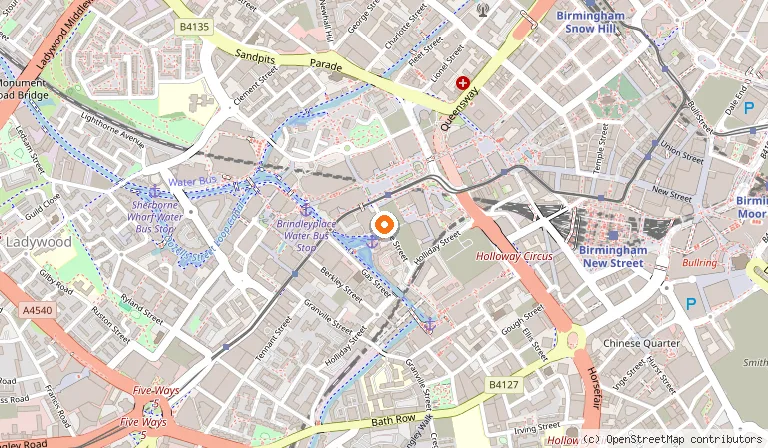 Map showing the location of Hyatt Regency Birmingham in Birmingham