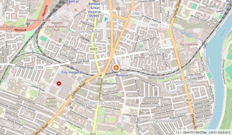 Map showing the location of ibis Belfast Queens Quarter in Belfast