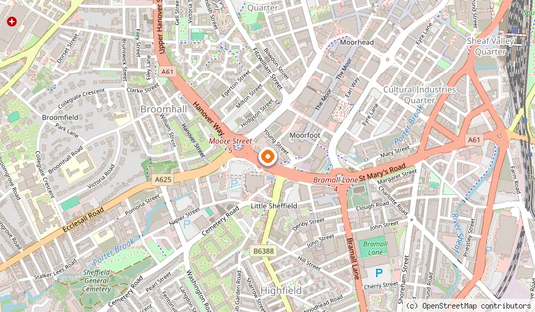 Map showing the location of ibis Budget Sheffield Centre St Marys Gate in Sheffield