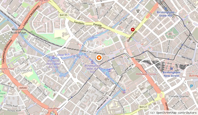 Map showing the location of ICC Mall in Birmingham