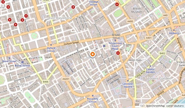 Map showing the location of Inamo - Soho in London