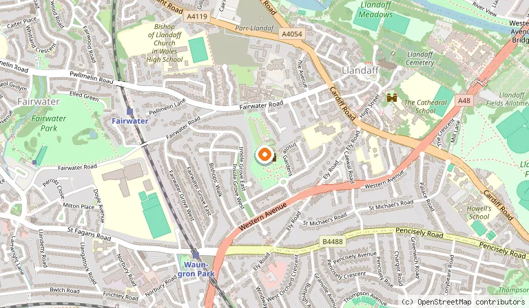 Map showing the location of Insole Court in Cardiff