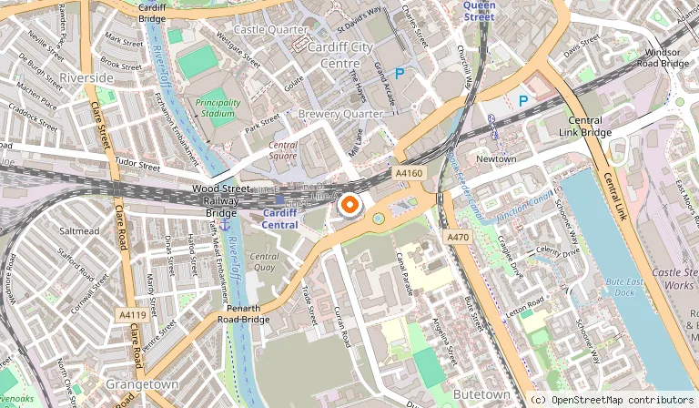 Map showing the location of Jacobs Antique Centre in Cardiff