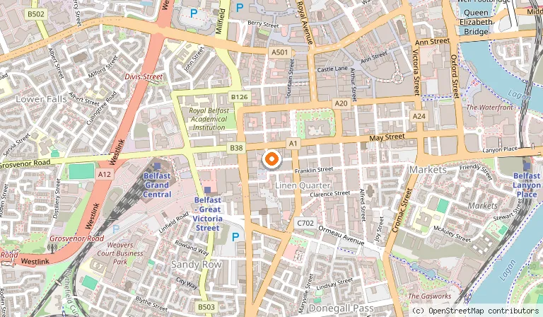 Map showing the location of James St in Belfast