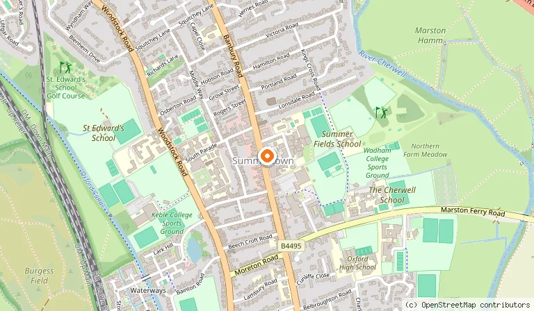 Map showing the location of Joe's Bar & Grill in Oxford