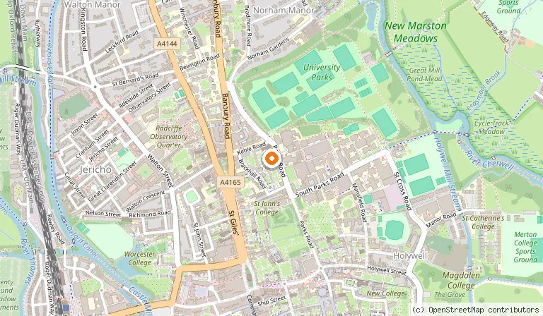 Map showing the location of Keble College in Oxford