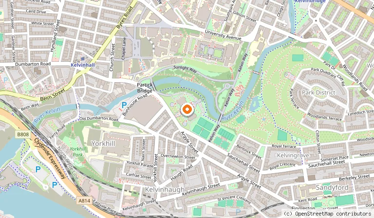 Map showing the location of Kelvingrove Art Gallery and Museum in Glasgow