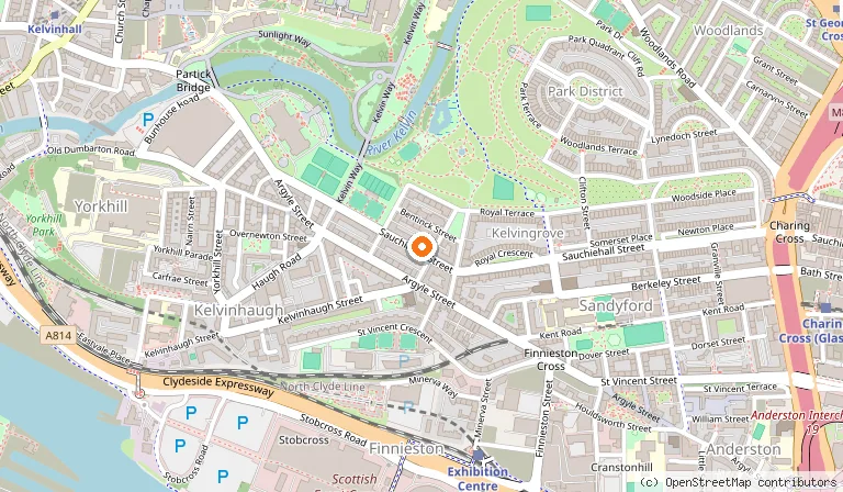 Map showing the location of Kelvingrove Hotel - Sauchiehall St in Glasgow