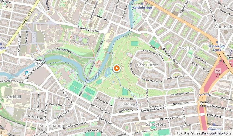 Map showing the location of Kelvingrove Park in Glasgow