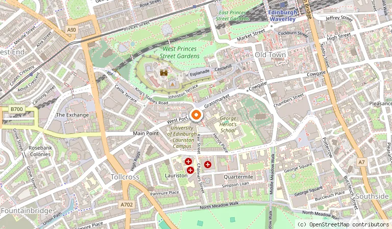 Map showing the location of Kick Ass Grassmarket in Edinburgh