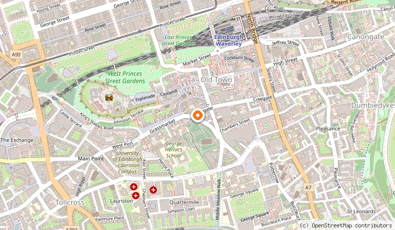 Map showing the location of Kick Ass Greyfriars in Edinburgh