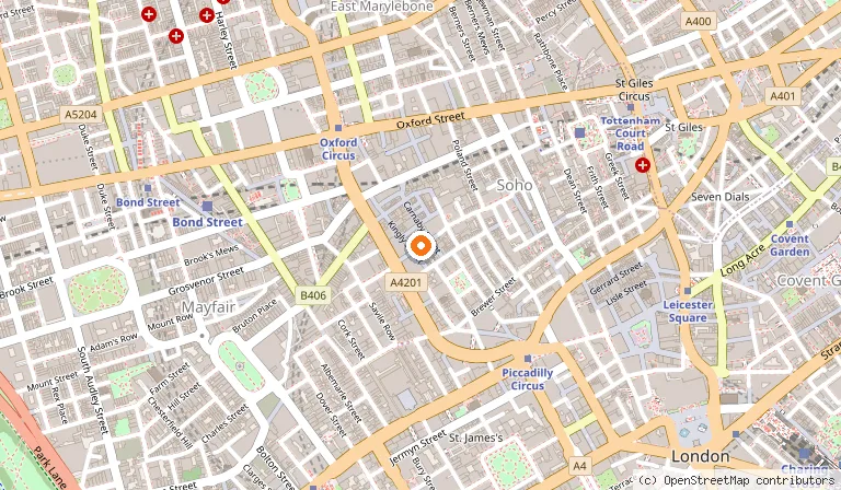 Map showing the location of Kingly Court in London